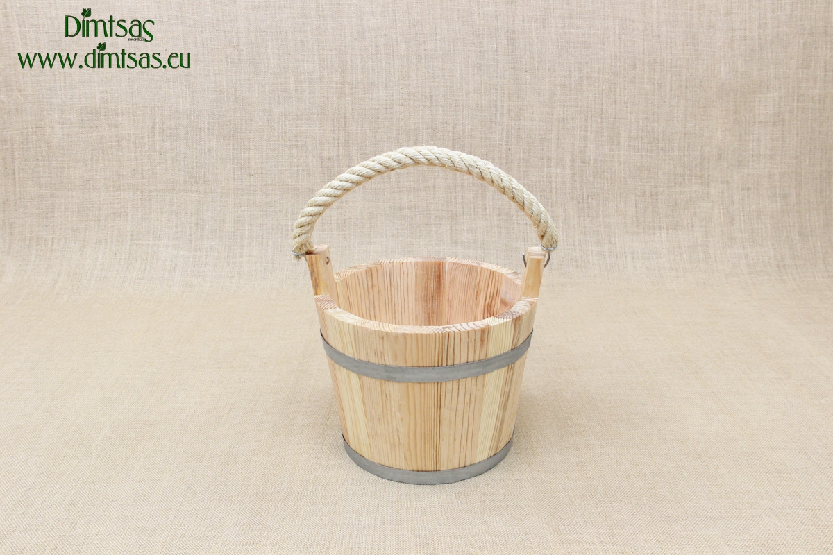 Bucket Wooden with Rope 4.5 liters