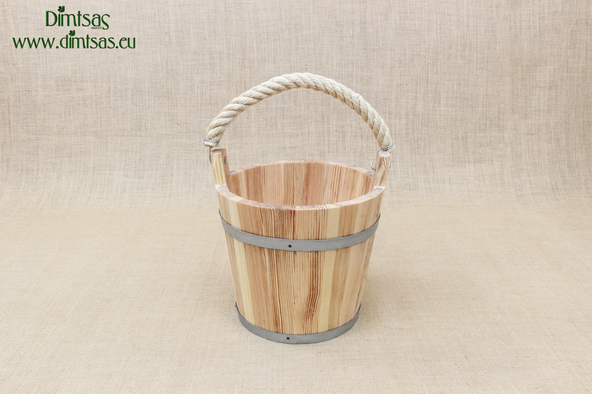 Bucket Wooden with Rope 6.5 liters