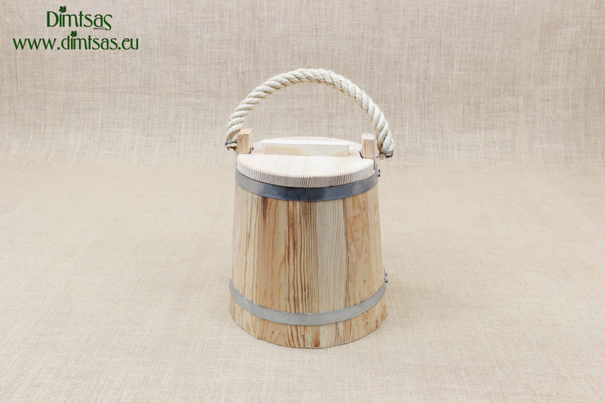 Wooden Milk Bucket with Lid & Rope 7.5 liters