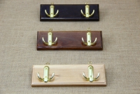 Wooden Wall Hanger with 2 Metal Hooks Brown Fifth Depiction