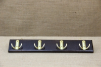 Wooden Wall Hanger with 4 Metal Hooks Black First Depiction