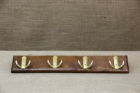 Wooden Wall Hanger with 4 Metal Hooks Brown First Depiction
