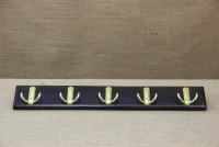 Wooden Wall Hanger with 5 Metal Hooks Black First Depiction