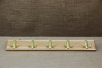 Wooden Wall Hanger with 5 Metal Hooks Beige First Depiction