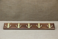 Wooden Wall Hanger with 5 Metal Hooks Brown First Depiction