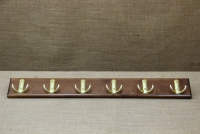 Wooden Wall Hanger with 6 Metal Hooks Brown First Depiction