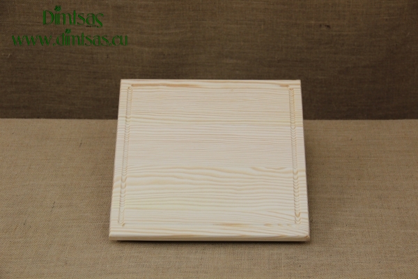 Wooden Cutting Surface - Wooden Serving Plate with Groove Square No5