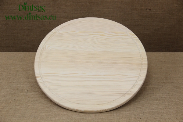 Wooden Cutting Surface - Wooden Serving Plate with Groove Round No4