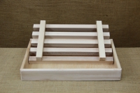 Wooden Bread Cutting Board with Slits and a Removable Crumb Collector First Depiction
