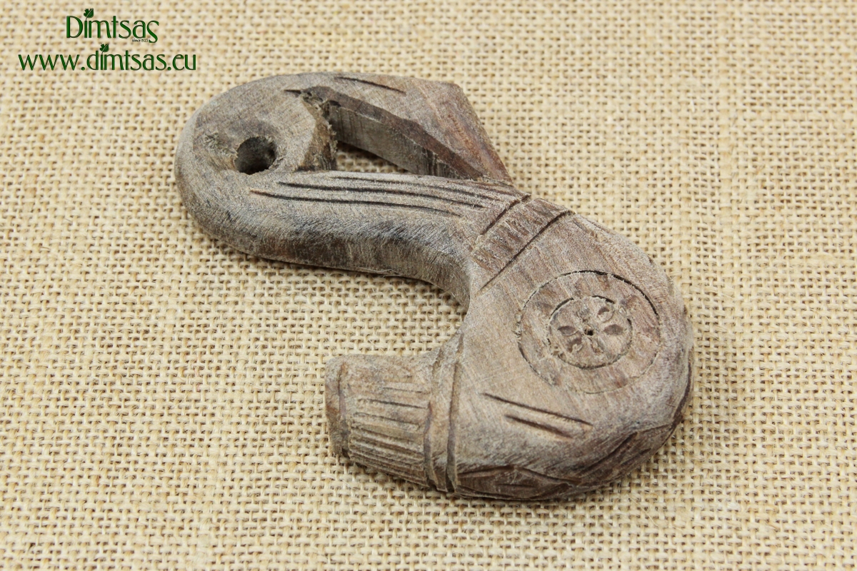 Wooden Gklitsa from Walnut Tree with a Snake Shape