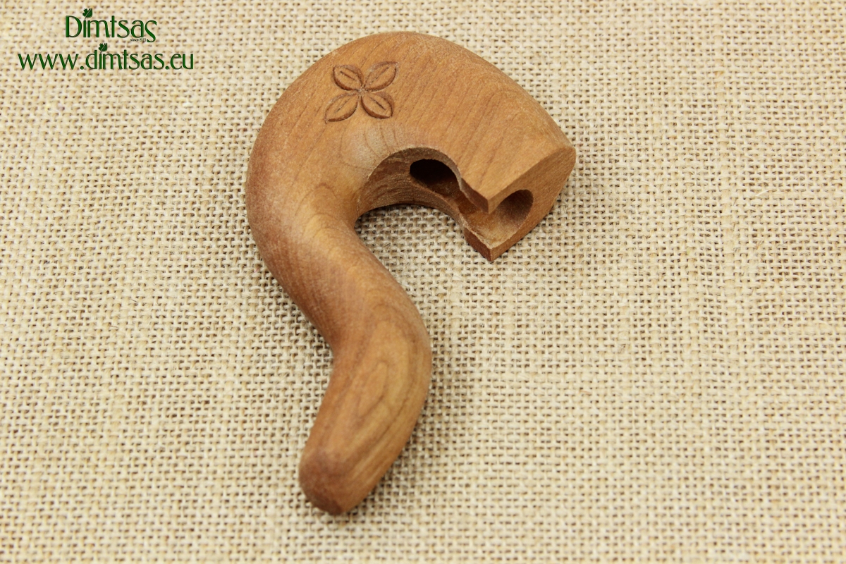 Wooden Gklitsa from Cherry Tree No6 with a Flower Design
