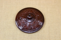 Clay Lid Round Relief 29 cm Brown First Depiction