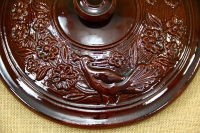 Clay Lid Round Relief 29 cm Brown Third Depiction