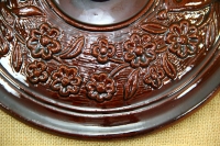 Clay Lid Round Relief 29 cm Brown Fourth Depiction