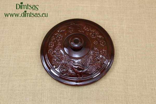 Clay Lid Round Relief 29 cm Brown
