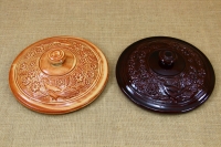 Clay Lid Round Relief 29 cm Brown Seventh Depiction