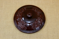 Clay Lid Round Relief 33 cm Brown First Depiction