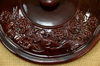 Clay Lid Round Relief 33 cm Brown Third Depiction