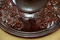 Clay Lid Round Relief 33 cm Brown Fourth Depiction