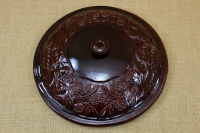 Clay Lid Round Relief 40.5 cm Brown First Depiction