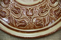 Clay Lid Round Relief 23.5 cm Beige Fourth Depiction