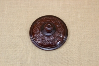 Clay Lid Round Relief 23.5 cm Brown First Depiction