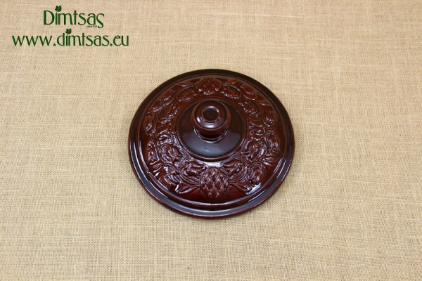Clay Lid Round Relief 23.5 cm Brown