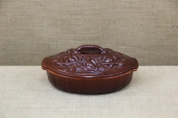 Clay Lid Oval Relief 31.8 cm Brown Tenth Depiction