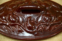 Clay Lid Oval Relief 31.8 cm Brown Fourth Depiction