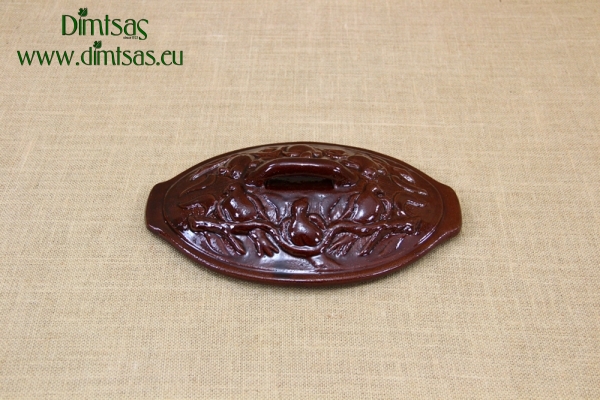 Clay Lid Oval Relief 31.8 cm Brown