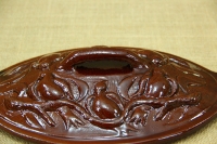 Clay Lid Oval Relief 31.8 cm Brown Sixth Depiction