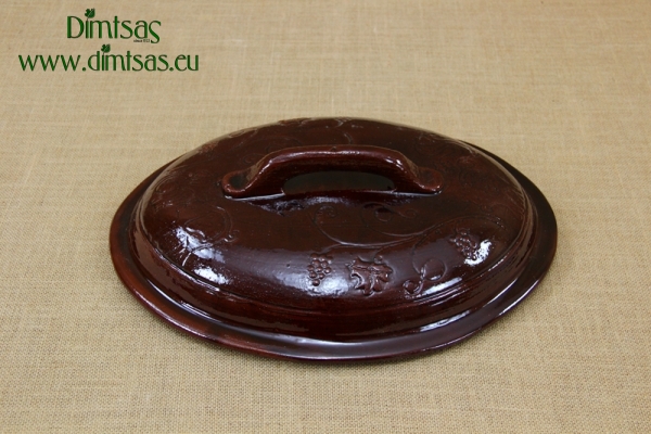 Clay Lid Oval Relief 41 cm Brown