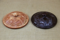 Clay Lid Round Relief 28 cm Brown Fifth Depiction