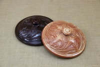 Clay Lid Round Relief 28 cm Brown Sixth Depiction