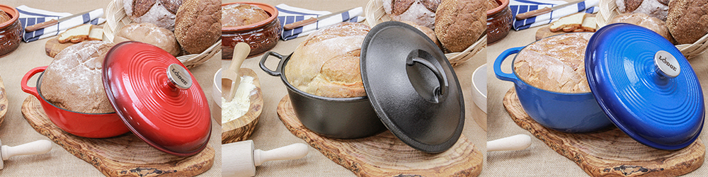 Enameled Cast Iron Dutch Oven with Bread