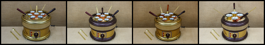 Greek Coffee Sand Machine - Hovoli with Copper & Brass Coffee Pots