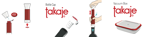 Χειροκίνητη Αντλία Κενού - Vacuum Takaje με Πώμα Μπουκαλιού Takaje ή με Ειδικό Δοχείο Κενού για Φαγητό